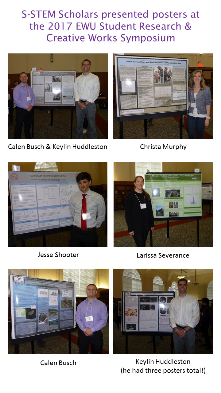 S-STEM Scholars presented posters at the 2017 EWU Student Research & Creative Works Symposium