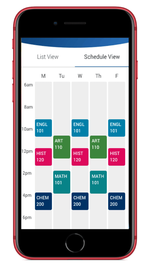 Example class schedule.